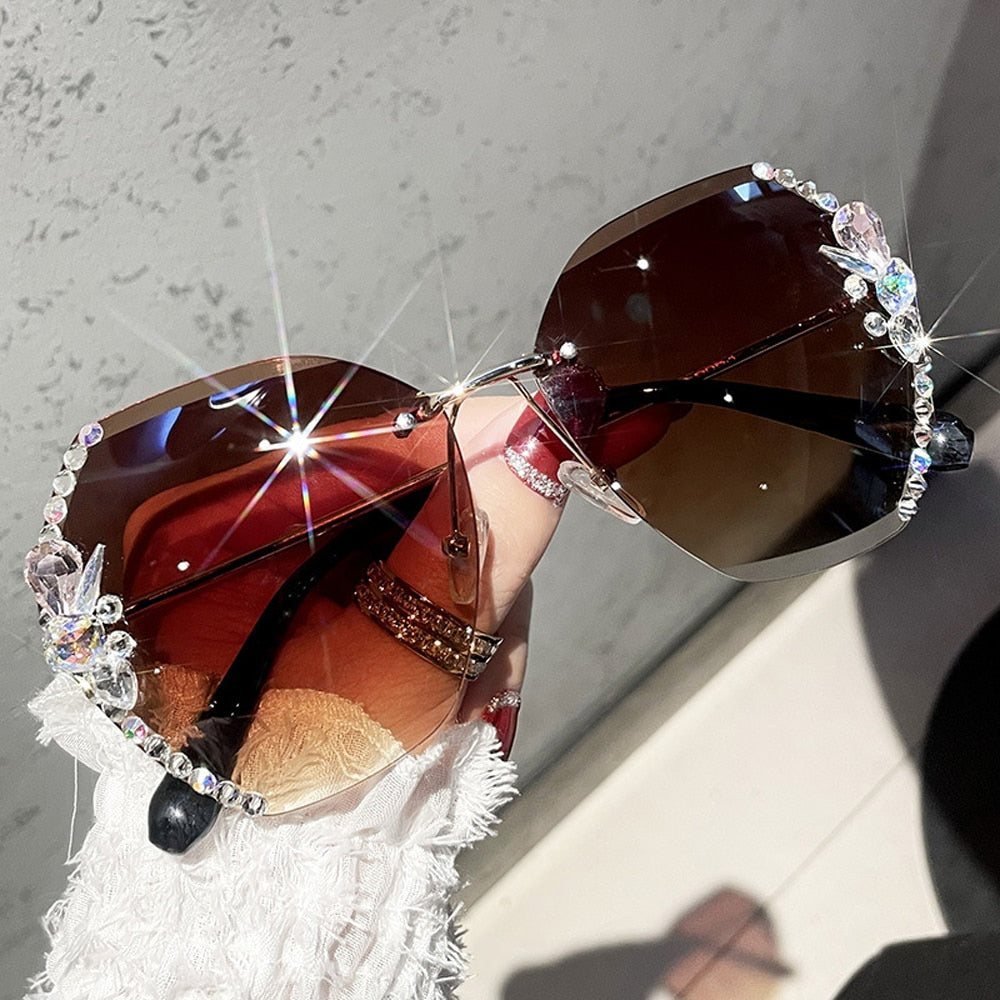 Kawaii Rhinestone Rimless Sunglasses