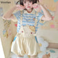 Kawaii Baby Chick Embroidery Overalls Shorts