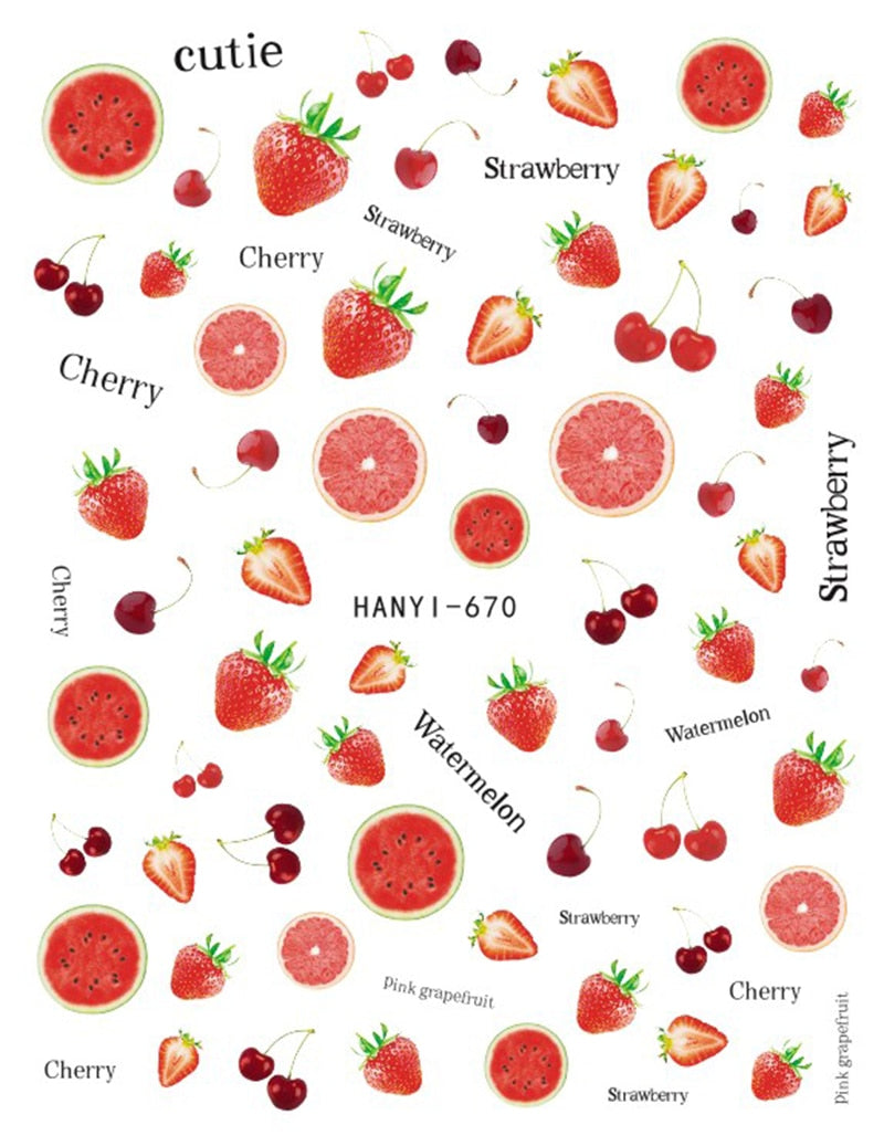 Kawaii Nail Art Fruit Decals