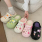 Colorful sandals with decorative stars and bows charms on a neutral background