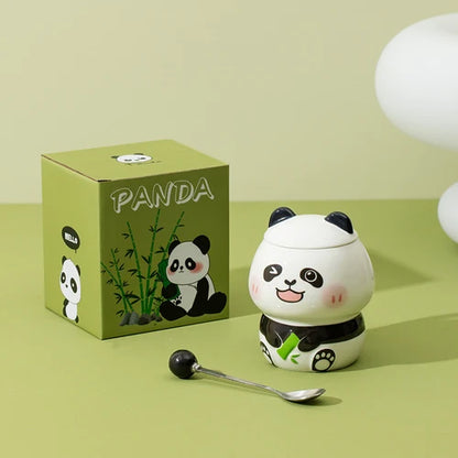 Kawaii Panda Mug With Lid & Spoon