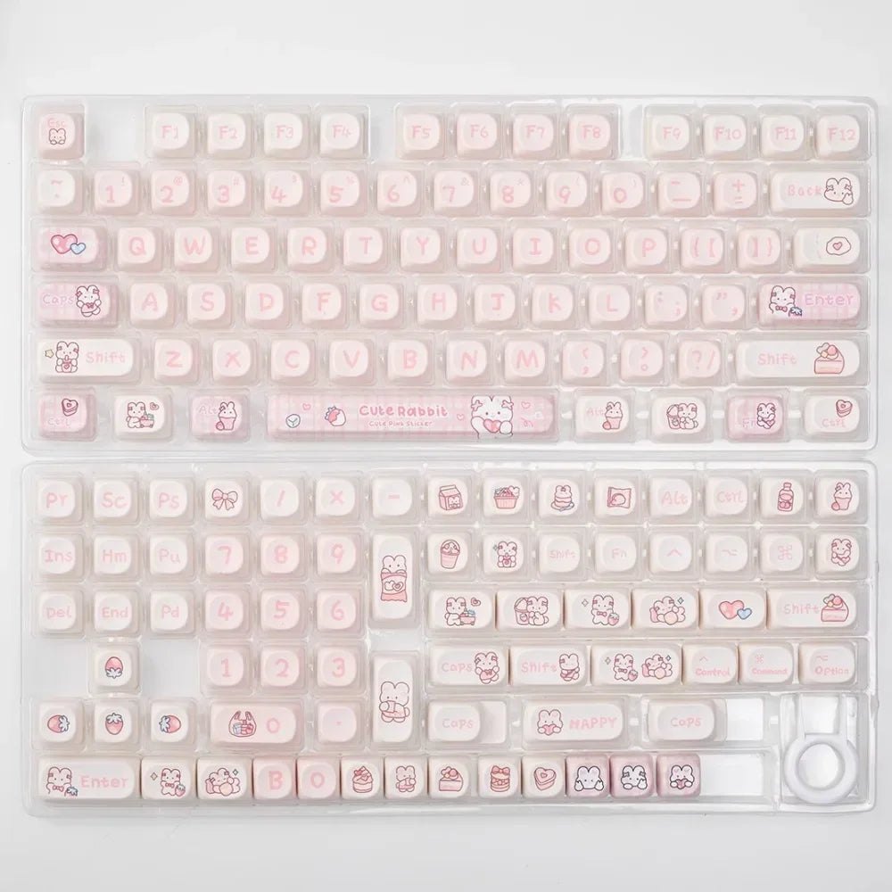 Strawberry Bunny Kawaii Keyboard Keycaps