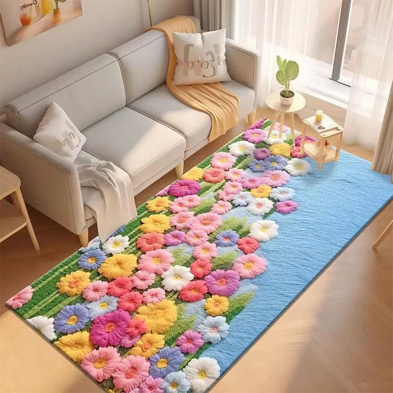 Vibrant Plush Flowers Rug