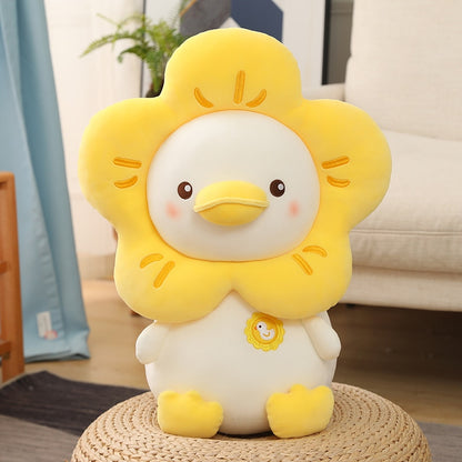 Kawaii Yellow Flower Duck Plushie