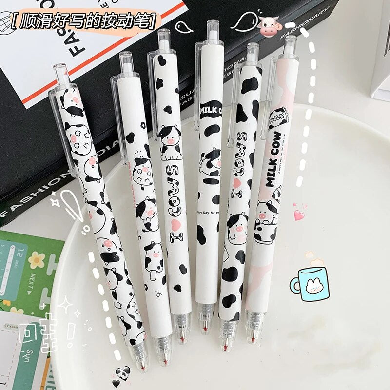 12 Pcs/lot Milky Gel Pen Kawaii Cow Pens Canetas Escolar Japanese  Stationery Zakka Papelaria Office