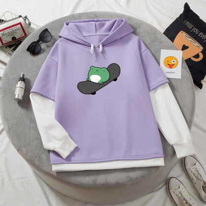 Cute Skateboard Frog Hoodie