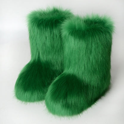 Kawaii Funky Furry Boots in Green