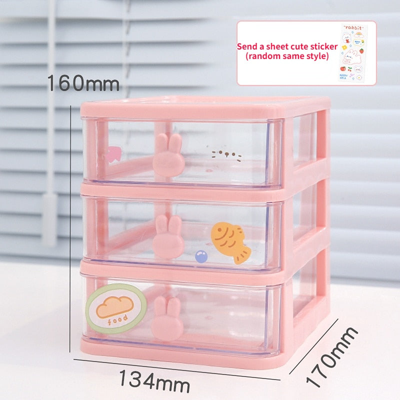 Kawaii Pink Desktop Storage Box Organizer