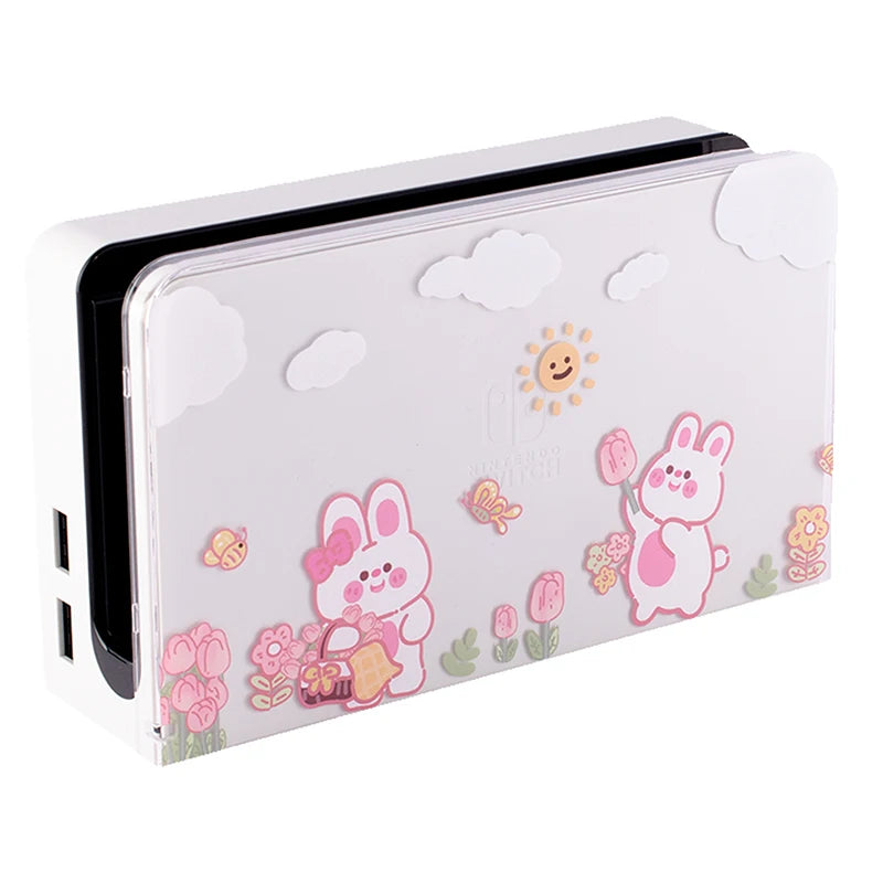 Cute Bunny Tulip Field Nintendo Switch Case