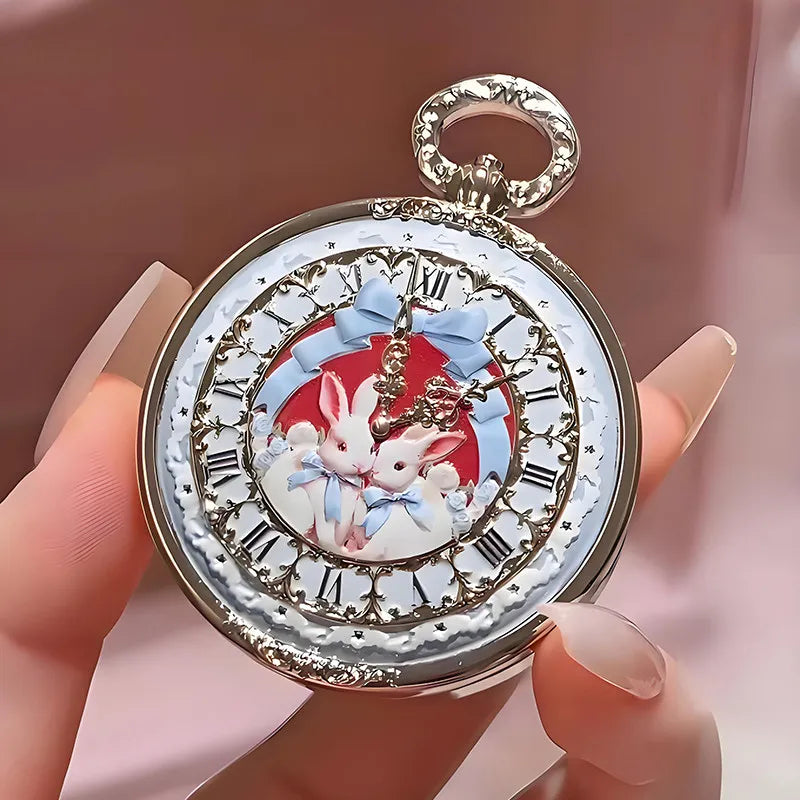 kawaii lip balm with rabbit illustration held by a hand against a pink background