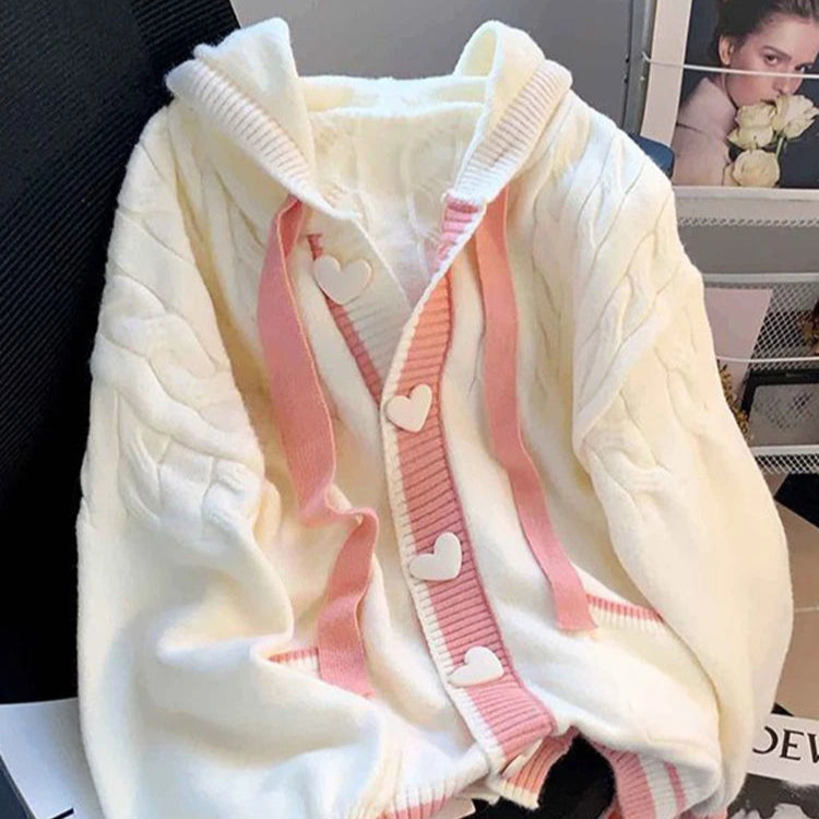 Sweet Hearts Hooded Cardigan