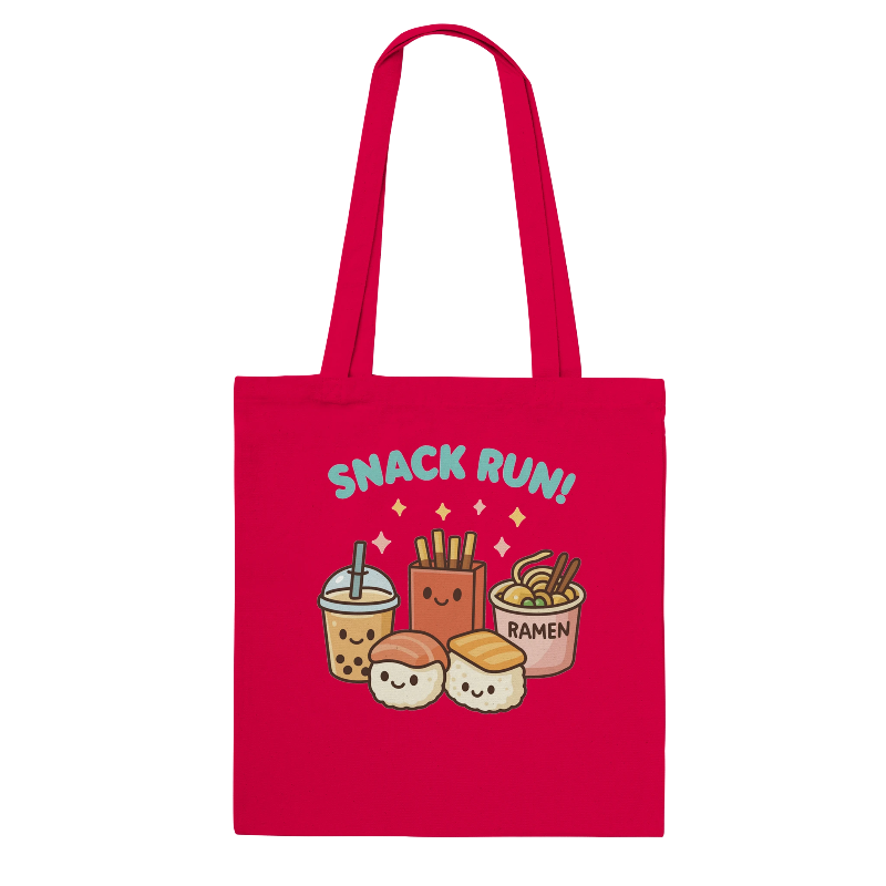 Kawaii Snack Run Tote Bag in Red