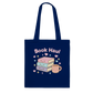 Kawaii Book Haul Tote Bag in Navy Blue