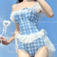 Cute Blue Argyle One Piece Swimsuit