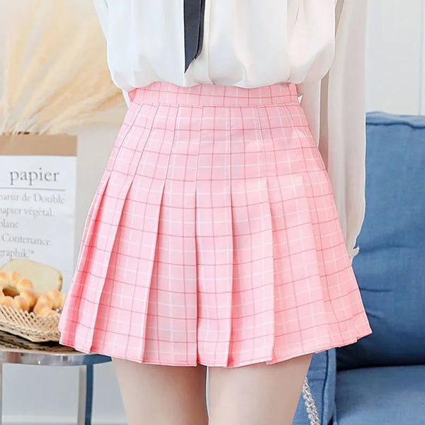 Cute Pink Plaid Pleated Skirt – Kore Kawaii