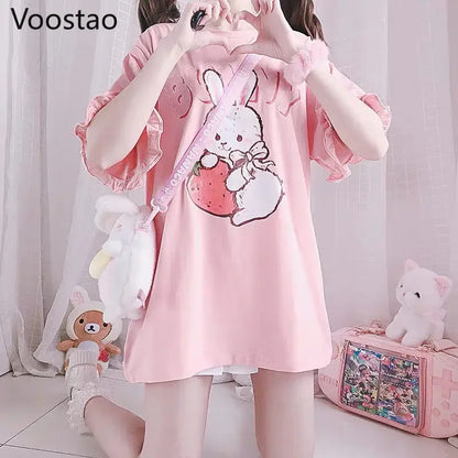 Pink Strawberry Bunny T-Shirt