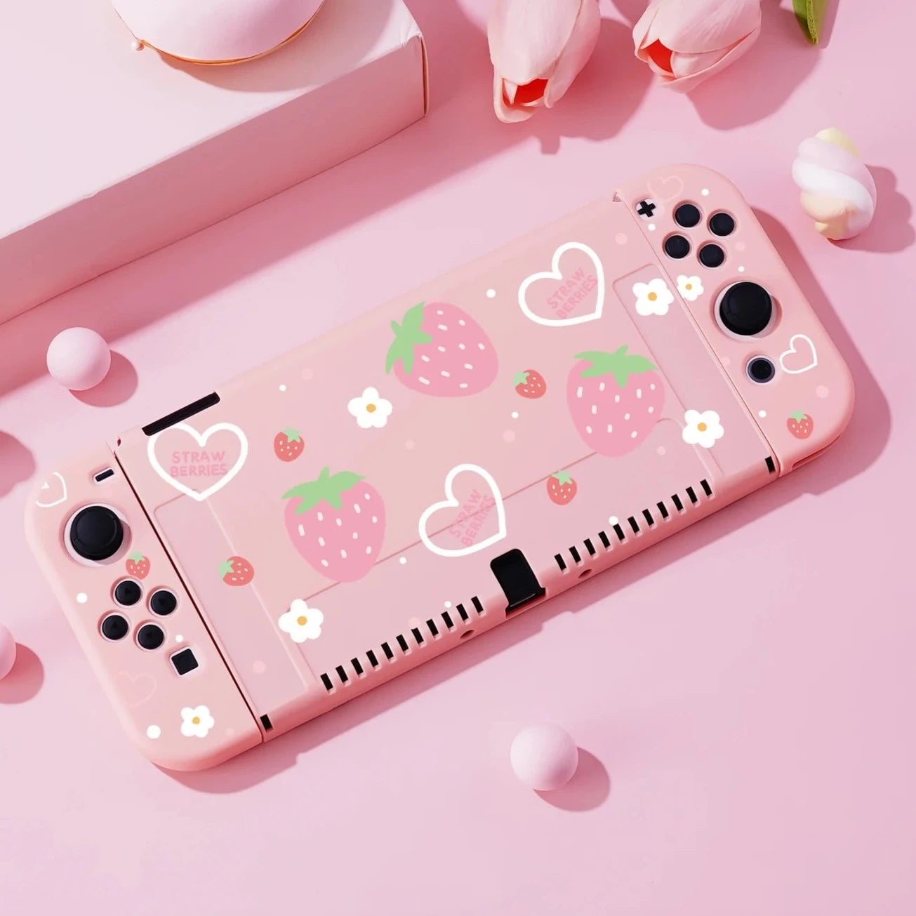 Kawaii Strawberry Hearts Nintendo Switch Case – Kore Kawaii