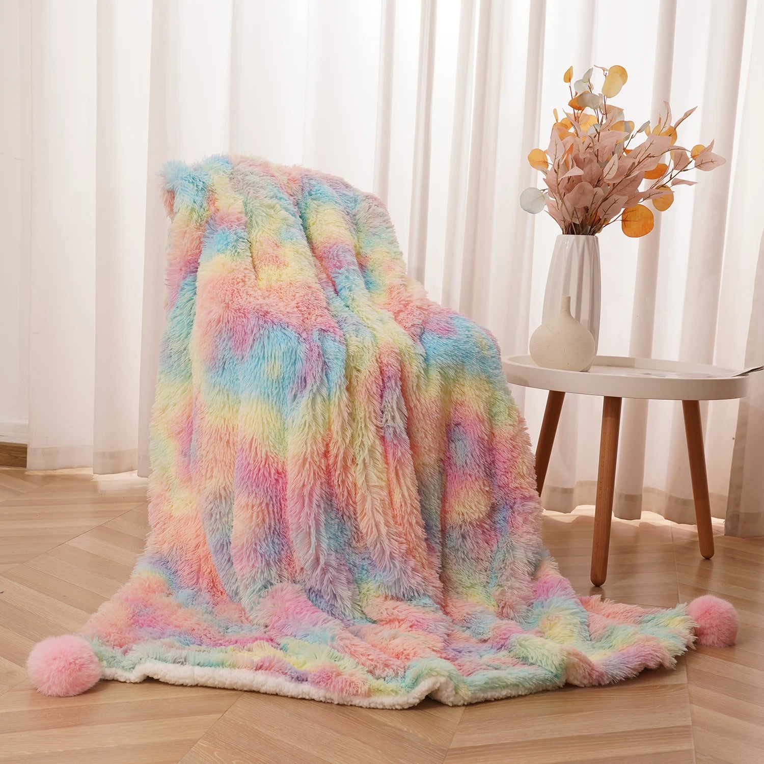 Fluffy Pastel Rainbow Blanket