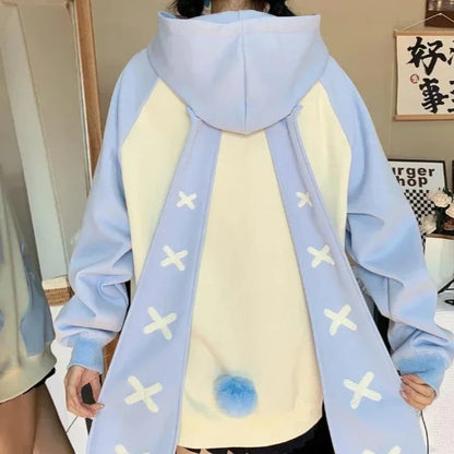 Kawaii Harajuku Bunny Hoodie Blue L 50 56KG