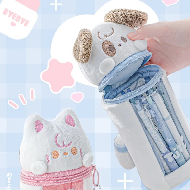 Kawaii Plush Puppy & Cat Pencil Bags