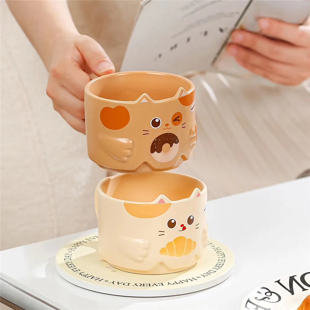 Stackable Cat & Bunny Mugs