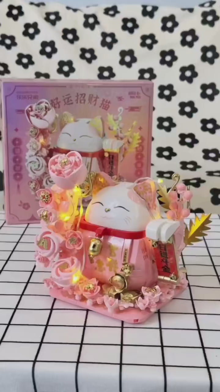 Lucky Cat Building Bricks Set With Lights – Kore Kawaii