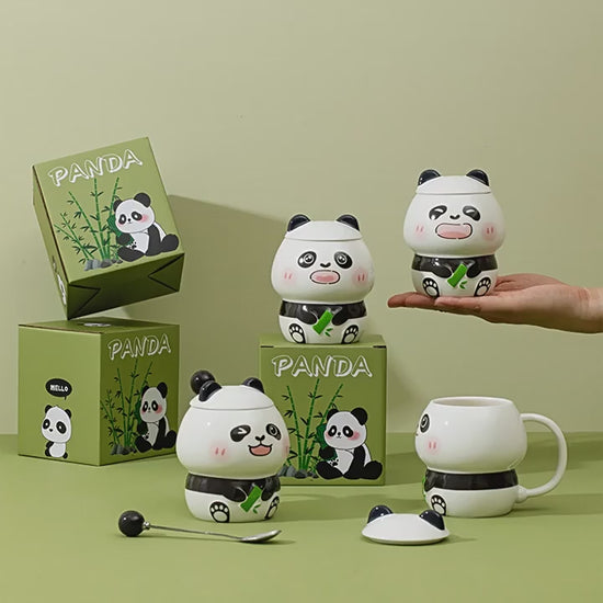 Kawaii Panda Mugs With Lid & Spoon