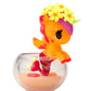 Kawaii blind box unicorn figure with a flower crown in a glass bowl on a white background