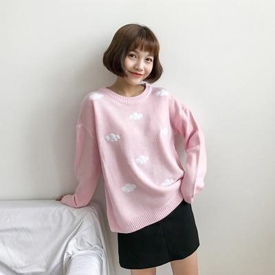 Kawaii Clouds Sweater in Pink