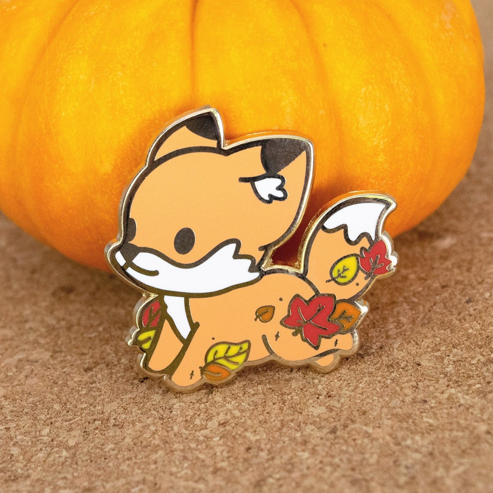 Kawaii Leafy Fox Enamel Pin