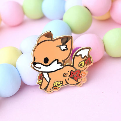 Cute Leafy Fox Enamel Pin