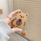 Hand Holding Kawaii Bear Cookie Airpods Case