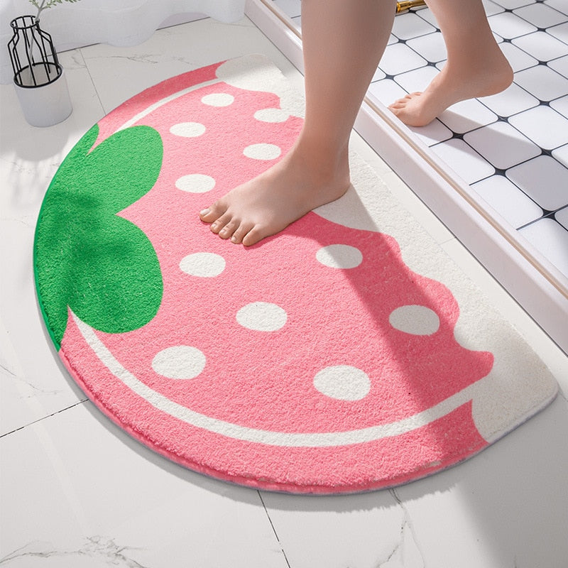 Kawaii Strawberry Absorbent Floor Mat