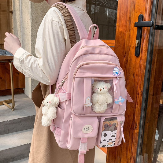 Kawaii Pink Bear Plush Backpack