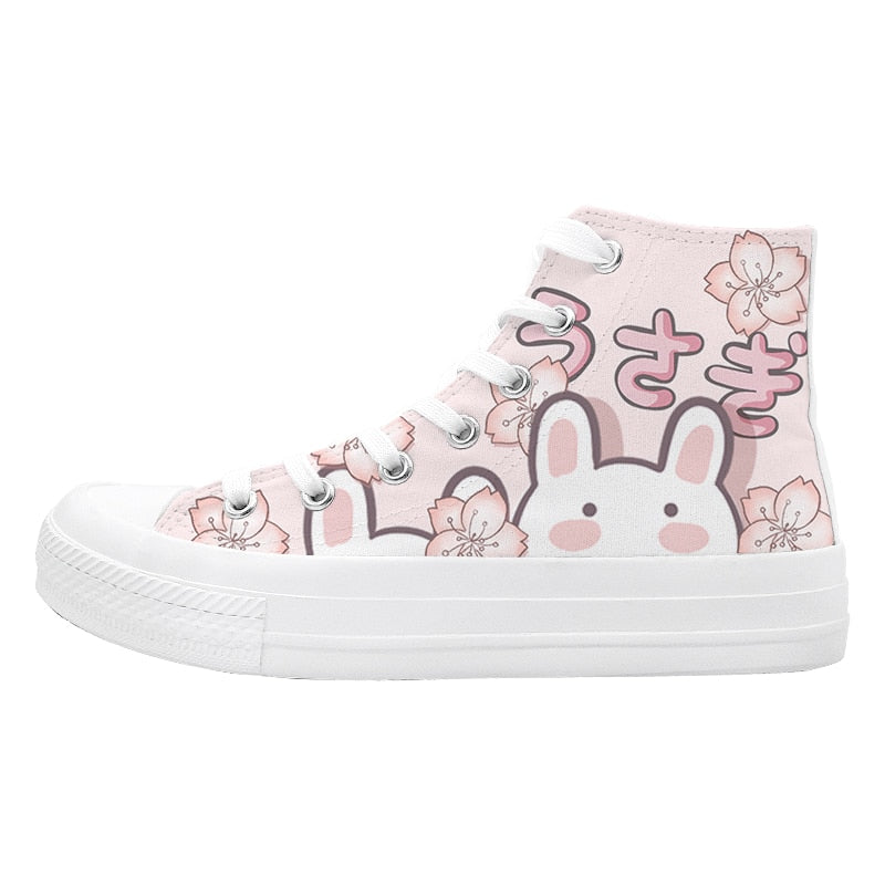 Kawaii Pink Bunny Cherry Blossom High Tops