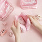 Inside Our Cherry Blossom Quicksand Cosmetics Bag