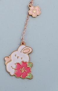 Kawaii Cherry Blossom Bunny Bookmark Charm