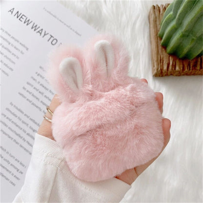 Kawaii Pink Plush Bunny Airpods Case