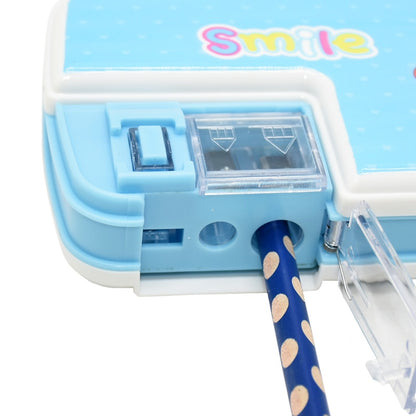 Kawaii Blue Smiling Face Pencil Case Pencil Sharpener