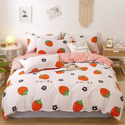 Kawaii Strawberry Bed Sheets
