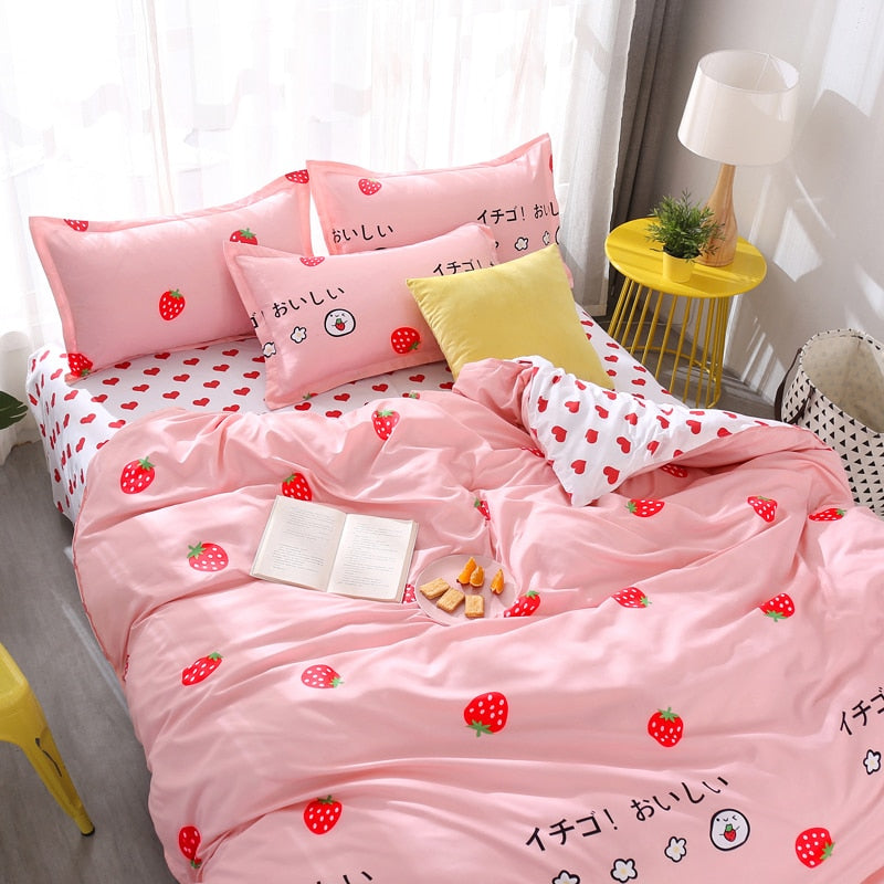 Kawaii Strawberry Bed Sheets