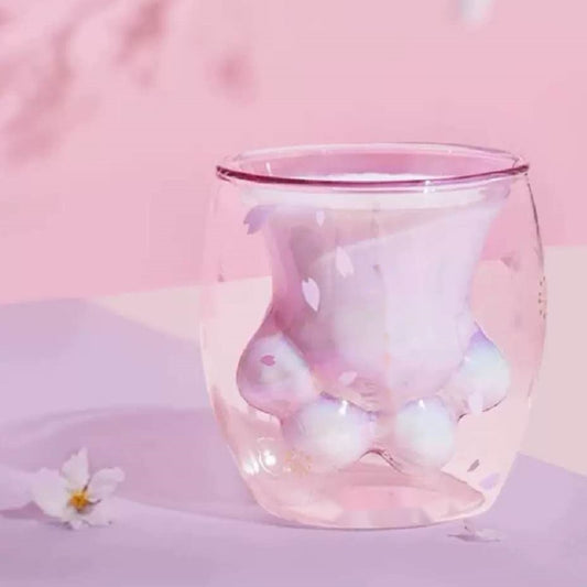 Kawaii Cherry Blossom Cat Paw Cup