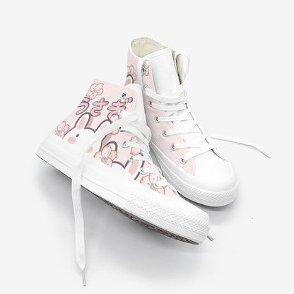 Kawaii Bunny Cherry Blossom High Tops Untied