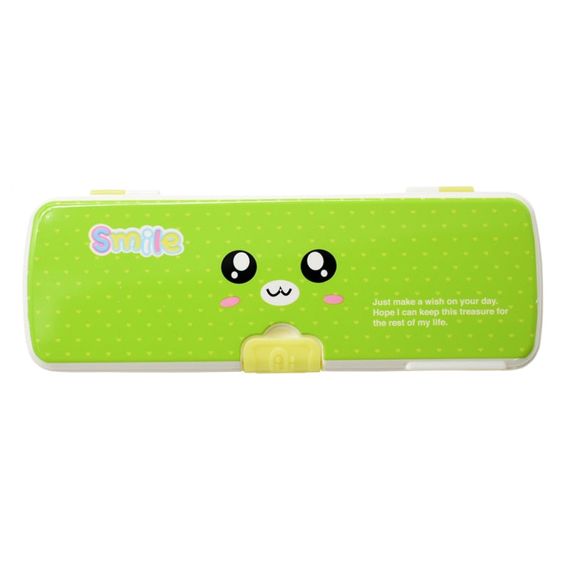 Kawaii Green Smiling Face Pencil Case