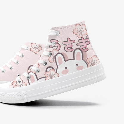 Side View of Our Bunny Cherry Blossom High Tops