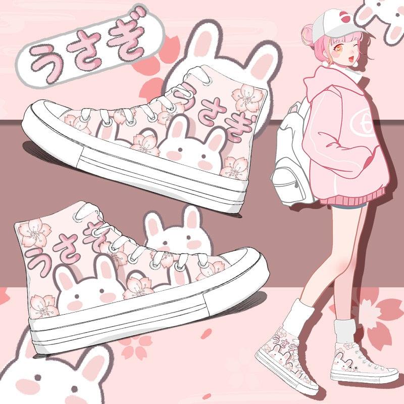 Cute Bunny Cherry Blossom High Tops