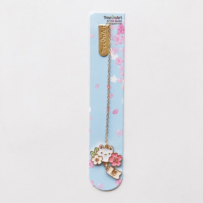 Kawaii Cherry Blossom Cat Bookmark