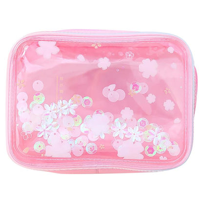 Cute Cherry Blossom Quicksand Cosmetics Bag