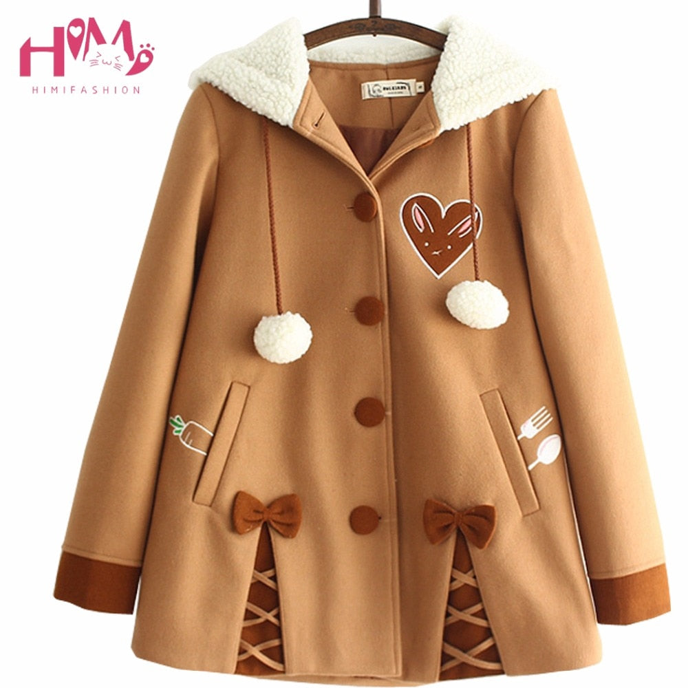 Kawaii Brown Hooded Coat