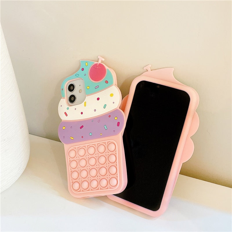 Front and Back View of Kawaii Ice Cream iPhone Case